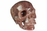 Realistic, Carved Strawberry Quartz Crystal Skull #150856-1